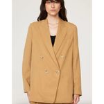 Vince Blazer Womens 12 Tan Drapey Twill Jacket Double Breasted Oversized Tencel Photo 3