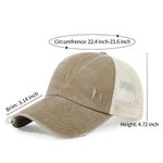 None Distressed Cotton Ponytail Baseball Cap Beige Mesh Back Women’s Adjustable Photo 2