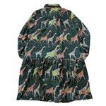 J.Crew NWT Shirtdress in Navy Saffron Giraffes Tiered Hem Fit Flare Dress XS Photo 5