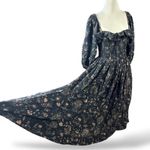 Free People  Witchy Oasis Printed Midi Dress Black Floral XS Bohemian Prairie Photo 5