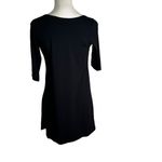 Eileen Fisher  Tunic Shift Dress Black Stretch Jersey 3/4 Sleeve Knit Size XS Photo 2