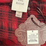 Knox Rose NWT  Red Plaid Long Sleeve Smocked Button-Front Top Size Small Photo 5