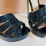 Miu Miu Patent Leather Glitter Accents Platform Sandals Blue Sz 10/40 Brand New Photo 6