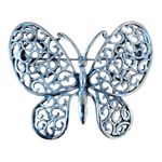 Vintage Filigree Butterfly Brooch Silver Tone Classic Fashion Pin Badge Moth EUC Photo 2