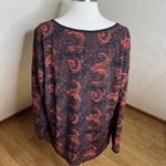Susan Lawrence  Top Womens 3X Red Black Geometric Keyhole Sheer Sleeve Whimsigoth Photo 9