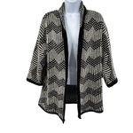 Gap  Chevron Knit Open Front Oversized Cardigan Sweater Wool Alpaca Black White Photo 1