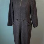 Vintage 100% Wool Grey Long Sleeve Dress 1990s made in France Guy Laroche Gray Size 12 Photo 0