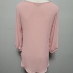 American Dream  pink chiffon bubble sleeve blouse size small Photo 4