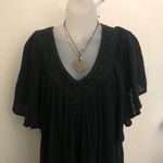 Whimsygoth boho Indie Black flowy cotton midi/maxi dress short bell flare sleeves V Photo 1