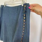 Vintage 90s Denim Mini Wrap Skirt Coastal Cowgirl Silver Heart Charms Size 14 Blue Photo 2