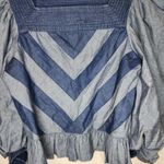 Anthropologie x Love the Label Smocked Puff-Sleeve Blouse in Blue size S Photo 4