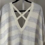 Aerie Striped Blue & White Cape Super Soft Open Cardigan Kimono Style Women L/XL Photo 4