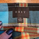 Obey Skirt Joanie Plaid Aqua Multicolor High Waisted Business Casual Mini Photo 6