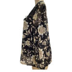 Fig and Flower Size Medium Floral Long Sleeve Blouse with Lining. New with Tags Black Photo 2