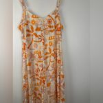 Label Of Love Beach Orange Print Sweetheart Neck Strap Midi Sun Dress Sz XL Photo 2