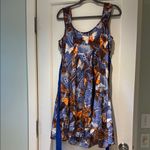 Maeve Anthropologie  Blue and Orange Silk Sleeveless Dress Photo 3
