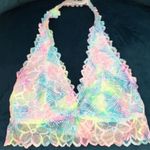 PINK - Victoria's Secret Women’s VS Pink Lined Lace Pastel Floral Print Halter Bralette Photo 0