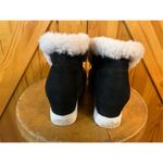 JoliMall  Womens Size 9 Slip On Zipper Platform Wedge Faux Fur Trim Ankle Booties Photo 3