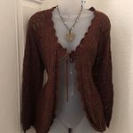 White Stag 2000s Y2K Cottagecore Brown cardigan scalloped hemline and tie front long sleeve #boho #indie #hippie Size L-measurement in pics Photo 5