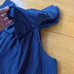 Madewell Navy Blue Silk Satin Balcony Off the Shoulder Top Blouse Ruffle, Size S Photo 5