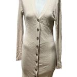 Sanctuary  Women's Beige Ribbed Knit Cardigan Dress Size L Casual Photo 1