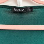 Boohoo Dark Green Long Sleeve High Slit Ruched Side Maxi Dress sz 8 Photo 6