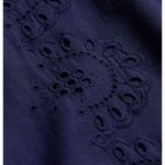 Hill House  The Mila Dress Linen Navy Blue Eyelet Mini One Shoulder Small NWT Photo 3