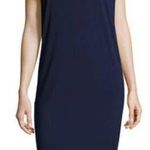 Chiara Boni  Dress Shirley Navy Blue Jersey Short Sleeve Blouson Midi Dress Sz 40 Photo 0
