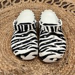 Crocs  Womens Zebra Print Black & White Slip-On Platform Croc Slide Shoes Size 9 Photo 2