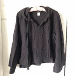 Venus Chic Black Hoodie boho 100% cotton with Lace Detail wide sleeves size M Photo 7