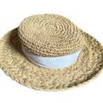 Signature Studio Vintage 90s Thick Chunky Straw Sun Hat with White Bow Signature Studios Photo 1