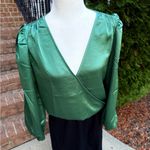 Sincerely Jules for Bandier Women's Green Blouse Elegant Satin Top size Medium Photo 6
