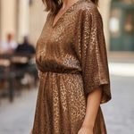 Bronze Animal Print Slip On Dress Small Brown Photo 1