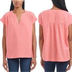 Splendid Splended Linen Blend Coral Split neck Top, Sz Medium Photo 11
