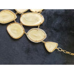 Women's Statement Gold Necklaces With Cream Gemstones And Lobster Claw Lock Yellow Photo 3