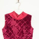 Vintage 1960s Red Velvet Sleeveless Mini Dress with Satin Collar Size XS Photo 1