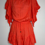 Venus  Y2K 2000s orange drawstring romper swimsuit coverup small ruffle sleeve Photo 0