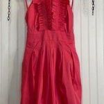 BCBGMAXAZRIA NWT BCBG Max Azria Chomisee Dress Geranium Woven Cotton Halter Ruffled Size 12 Photo 0