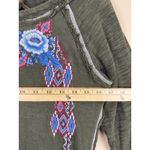 Paparazzi Women's Size M Green Floral Embroidered Top Long Sleeve Stretch Boho Photo 9