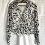 EXPRESS  long sleeve high neck blouse white black speckles size xs Photo 0