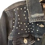 None Jean Jacket Women's Size 12 Blue Denim Jacket Pearl Studded Frayed Hem Photo 7