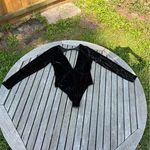 Victoria's Secret M/L CRUSHED VELVET BODYSUIT medium large black long sleeve Photo 2