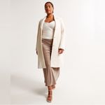 Abercrombie & Fitch Abercrombie Ivory Wool Blend Dad Coat Photo 3