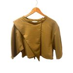 ZARA Womens  Trafaluc Asymmetrical Cropped Top Blouse Mustard Yellow Tan Small Photo 1