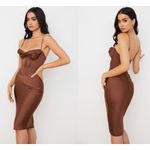 House Of CB   'Myrna' Chocolate Satin Corset Slip Dress NWOT Size S‎ Photo 9