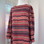 ZARA Multicolored Zigzag Print Fringed Long Sleeve Midi Dress Photo 3