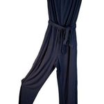 ZESICA Women's Navy Strapless Belted Wide Leg Jumpsuit Photo 0