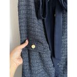 Entro  Navy Tweed Majesty Sleeveless Midi Dress Button Down Women's Size Small Photo 9