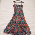 Jason Wu NWOT  Terracotta Cutout Floral Midi Dress Beaded Smocked Vacation Size L Photo 0