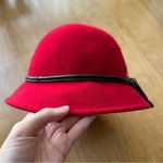 Betmar Women’s Valerina Red Wool Hat with Black Leather Bow Photo 1